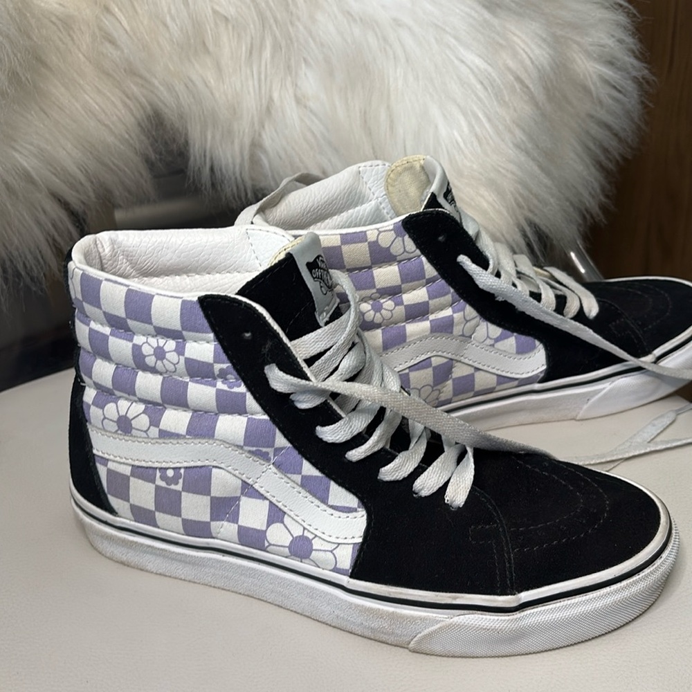 VANS Sk8-Hi ‘Floral Check’ Women’s High Top Sneakers Size 8 Excellent Condition